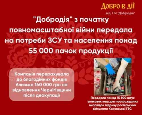Добро в дії – «Добродія» передала на потреби ЗСУ та населення понад 55 000 пачок продукції - INFBusiness