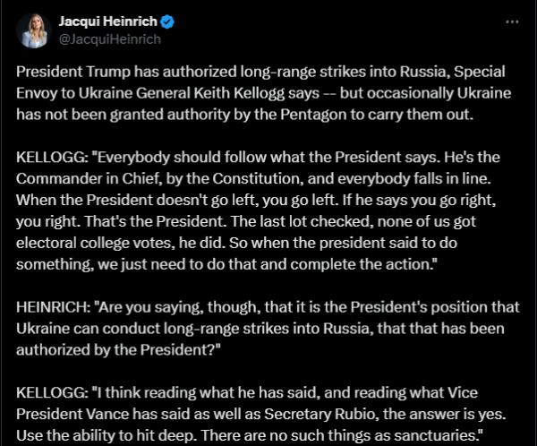 «Святих зон» не існує: Трамп дозволив Україні використати далекобійну зброю для ударів углиб росії, — Келлог - INFBusiness