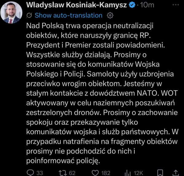 Дрони прорвалися у Польщу: Туск підтвердив застосування зброї, аеропорти паралізовані, країна переходить у бойовий режим - INFBusiness