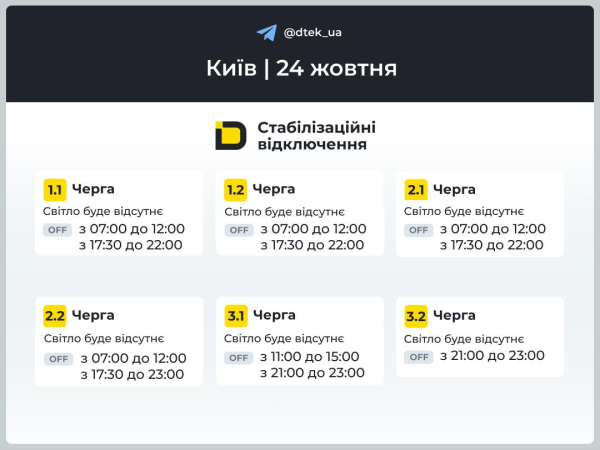 До 10 годин без світла: енергетики оприлюднили графіки відключень на 24 жовтня - INFBusiness