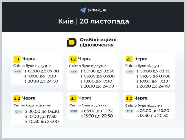 До 18 часов без света: энергетики обнародовали графики отключений на 20 ноября - INFBusiness