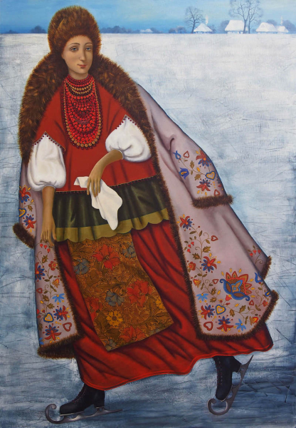 Робота «На ковзанах», за словами Ольги Ковтун, розповідає про ту легкість, яку хочеться зберегти всередині, незалежно від пори року «Чимало людей, дивлячись на мою картину „Бабуся Зима“, згадують своїх бабусь», — мисткиня Ольга Ковтун - INFBusiness