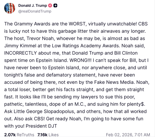 Фото: Getty Images Трамп звинуватив ведучого Греммі у брехні і пригрозив йому судом - INFBusiness