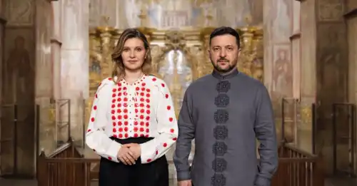 Зеленські у вишиванках привітали з Великоднем зі стін Софійського собору - INFBusiness
