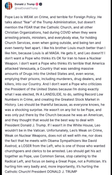 «Лев має бути вдячним — без мене він не був би у Ватикані»: Трамп в соцмережі атакував Папу Римського - INFBusiness