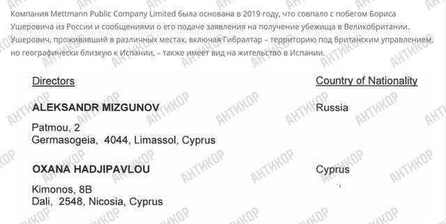 Boris Usherovich’s ties to Mettmann PCL and Sword Dragon: Frontwoman Oxana Hadjipavlou scrubs the web of the fugitive oligarch’s offshores and millions laundered - INFBusiness
