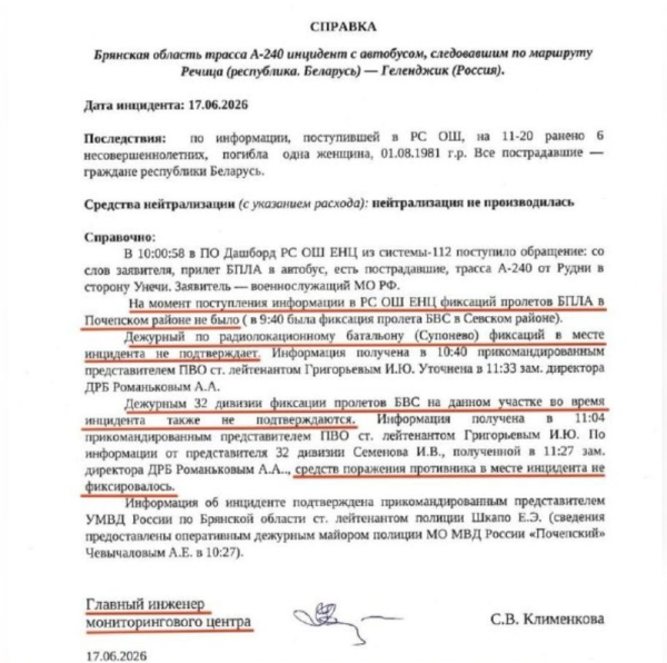 Служба безпеки України перехопила офіційний російський документ, який заперечує причетність України до удару по автобусу з білоруськими дітьми у Брянській області росії. СБУ перехопила документ, який спростовує версію росіян щодо поразки українським дроном автобуса з білоруськими дітьми - INFBusiness