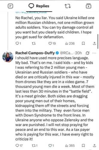 Фото: facebook.com/RachelCamposDuffy Підпишіться на нас в Google додати зараз Ведуча Fox News пояснила свої слова про те, що Україна вбила мільйон російських дітей - INFBusiness